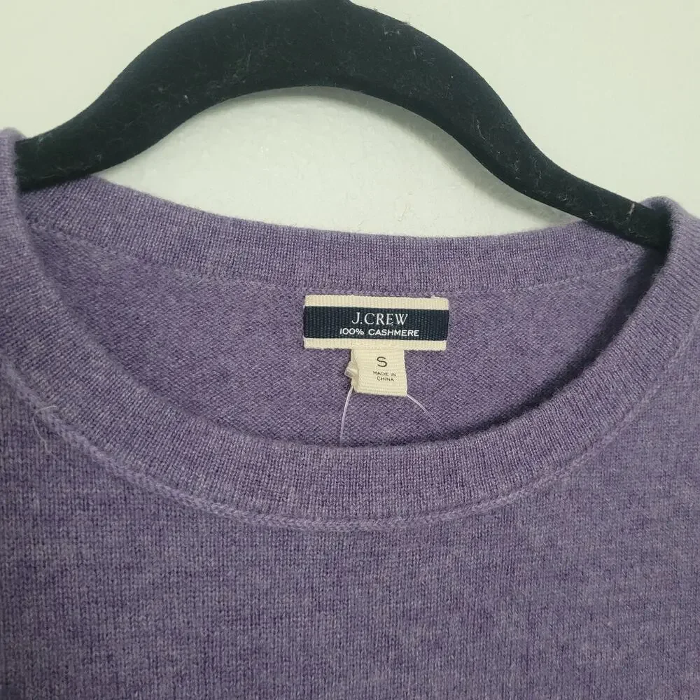 NWT J Crew 100% Cashmere Relaxed Shirt Sweater Size S Purple Preppy Office Twee